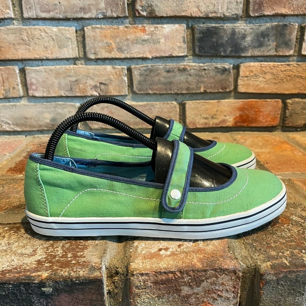 LL Bean Womens Slip On Round Toe Comfort Blue Green Flat Mary Jane Shoes Sz 9 M